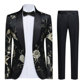 Men’s Floral Slim Fit 1-Button Embroidered Blazer Suit Set Tuxedo | Zarnesh