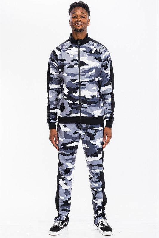 Men's Full Camo with Stripe Jacket and Pant Set | Zarnesh