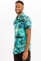 Men's Hawaiian Floral Print Tropical Ocean Shirt | Zarnesh