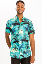 Men's Hawaiian Floral Print Tropical Ocean Shirt | Zarnesh