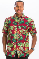 Men's Hawaiian Red Tropical Floral Shirt | Zarnesh