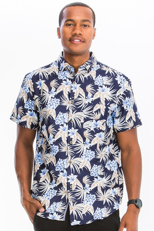 Men's Hawaiian Tropical Floral Print Shirt | Zarnesh