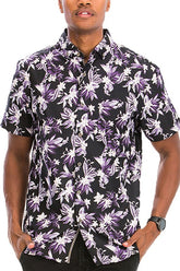 Men's Hawaiian Tropical Purple Floral Shirt | Zarnesh