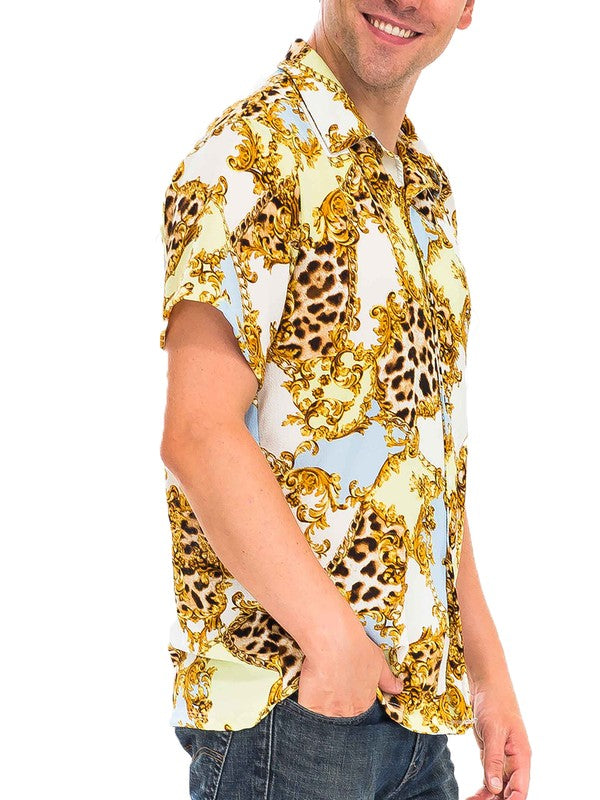Men's Leopard Cheetah Print Button Down Shirt | Zarnesh