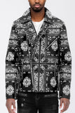 Men's Lightweight Bandana Print Vegan Leather Jacket | Zarnesh