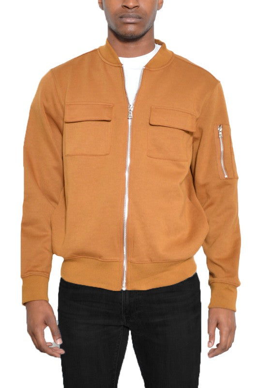 Men's Lightweight Cotton Chest Pockets Zip Up Jacket | Zarnesh