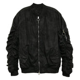Men's Microsuede Scrunched Zippered Pouch Bomber Jacket | Zarnesh