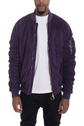 Men's Microsuede Scrunched Zippered Pouch Bomber Jacket | Zarnesh
