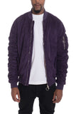 Men's Microsuede Scrunched Zippered Pouch Bomber Jacket | Zarnesh