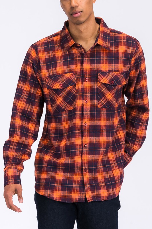 Men’s Plaid Flannel Long Sleeve Casual Workwear Shirt | Zarnesh