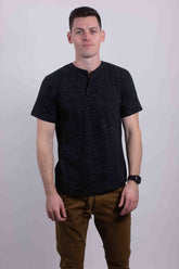 Men's Short Sleeves Tee Button Closure Henley T-shirt | Zarnesh