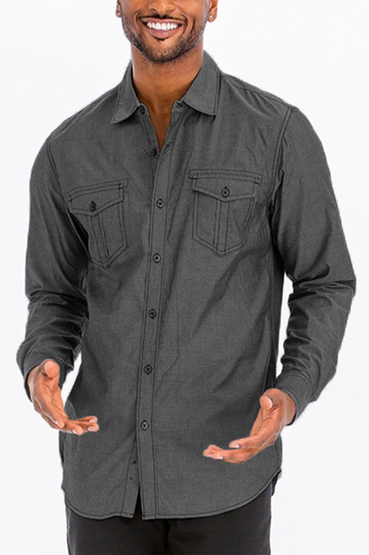 Men’s Slim Fit Button Down Long Sleeve Streetwear Shirt | Zarnesh