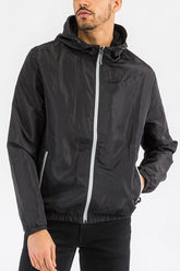 Men’s Solid Lightweight Windbreaker Hooded Jacket | Zarnesh
