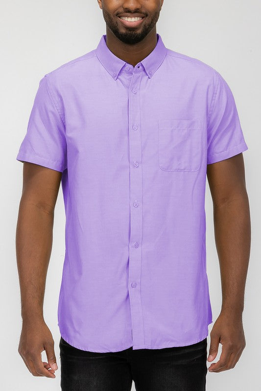 Men’s Solid Short Sleeve Button Down Shirt | Zarnesh