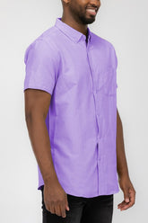 Men’s Solid Short Sleeve Button Down Shirt | Zarnesh