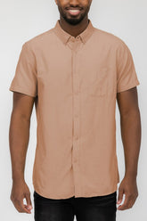 Men’s Solid Short Sleeve Button Down Shirt | Zarnesh