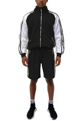Men's Sporty Snake Stripe Jacket Shorts Tracksuit Set | Zarnesh