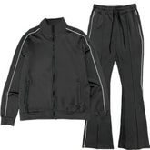 Black tracksuit with white stripes on a white background