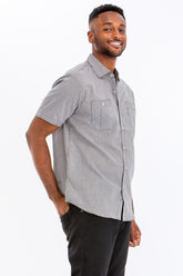Men's Striped Short Sleeve Button Down Shirt | Zarnesh