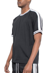 Men's Striped Tape Short Sleeve T-shirt | Zarnesh