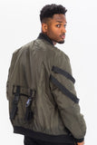 Men's Utility Strap Front Zipper Functional Pockets Jacket | Zarnesh