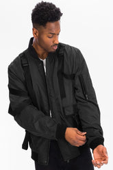 Men's Utility Strap Front Zipper Functional Pockets Jacket | Zarnesh
