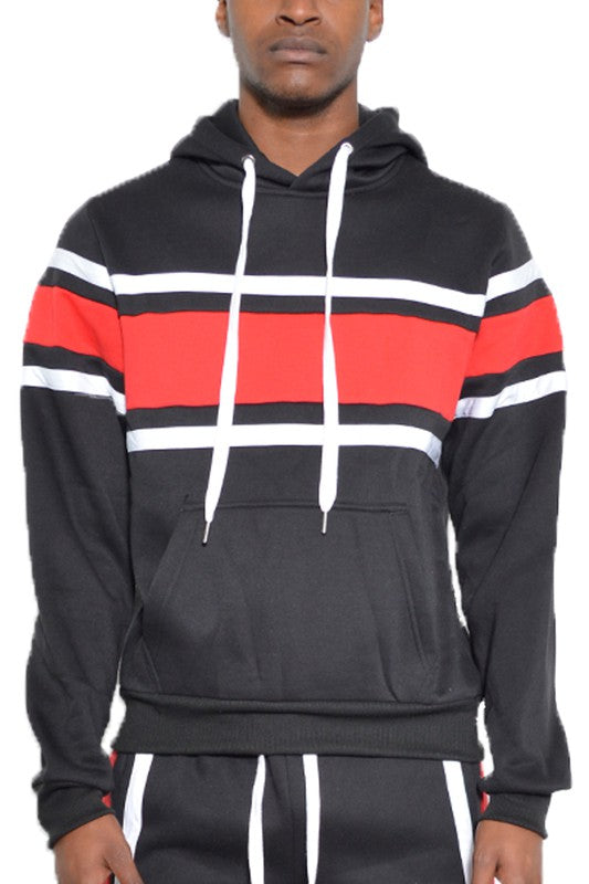 Men's Three Stripe Kangaroo Pocket Pullover Hoodie | Zarnesh