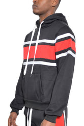 Men's Three Stripe Kangaroo Pocket Pullover Hoodie | Zarnesh