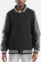 Men's Melton Lettermans Varsity Snap Button Jacket | Zarnesh