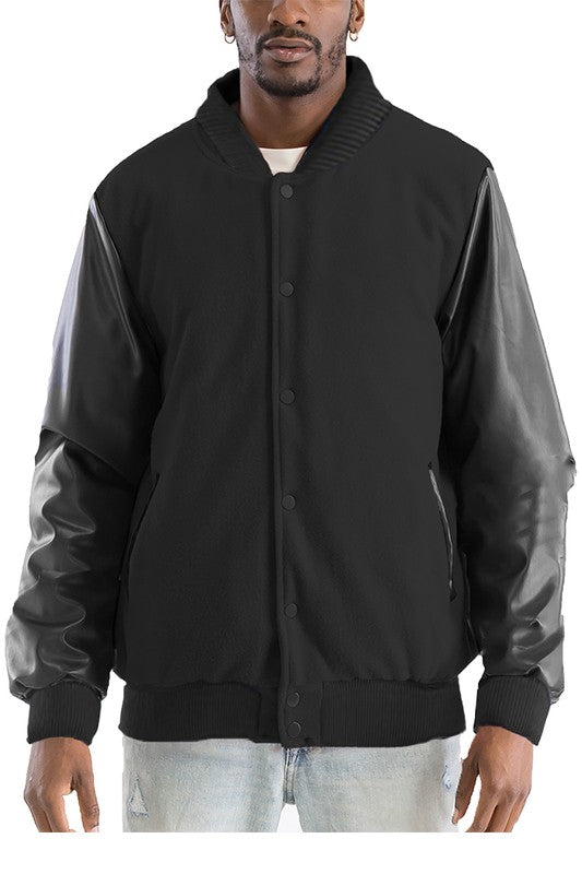 Men's Melton Lettermans Varsity Snap Button Jacket | Zarnesh