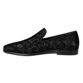 Men’s Velvet Floral Loafer Slip-on Dress Shoes | Zarnesh