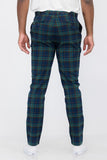 Men Plaid Slim Fit Pockets With Button Closures Trouser Pants Blue Zarnesh
