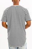 Men Plus Lightweight Stripe Round Neckline Elongated Fit Shirt Zarnesh
