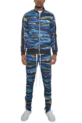 Mens Print Full Zip Track Suit Set | Zarnesh