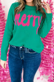 Merry Christmas Trim Ribbed Loose Fit Sweater | Zarnesh