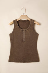 Mineral Wash Distressed Ribbed Tank Top | Zarnesh