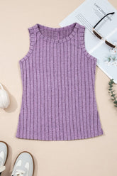 Mineral Wash Sleeveless Solid Ribbed Tank Top | Zarnesh