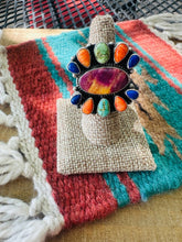 Navajo Sterling Silver & Multi Stone Cluster Adjustable Ring | Zarnesh