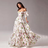 Off Shoulder Floral A Line Midi Dress | Zarnesh