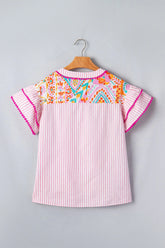 Patchwork Striped Tiered Sleeve Blouse | Zarnesh