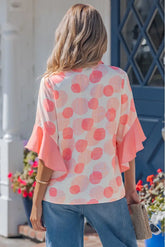 Double Polka Dot Babydoll Ruffle Sleeve Shirt | Zarnesh
