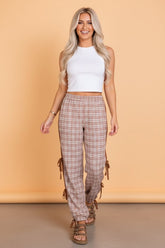Plaid Bow Tie Elastic Waist Jogger Pants | Zarnesh