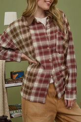 Plaid Contrast Corduroy Button Down Shacket | Zarnesh