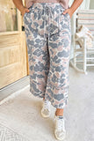 Plus Camo Wide Leg Cropped Cargo Pants | Zarnesh