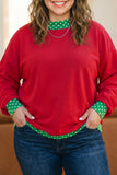 Plus Polka Dot Crewneck Layered Trim Sweatshirt | Zarnesh