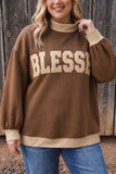Plus Size FAITH Sweatshirt with Leopard Trim | Zarnesh