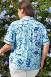Plus Size Floral Trim Scallop Blouse | Zarnesh