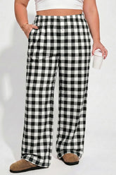 Plus Size Gingham Wide Leg Lounge Pants | Zarnesh
