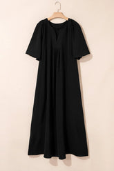 Plus Size Notched Neck Short Sleeve Maxi Dress | Zarnesh