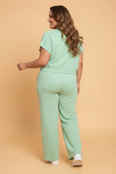 Plus Size Short Sleeve Top & Wide Leg Pant Set | Zarnesh